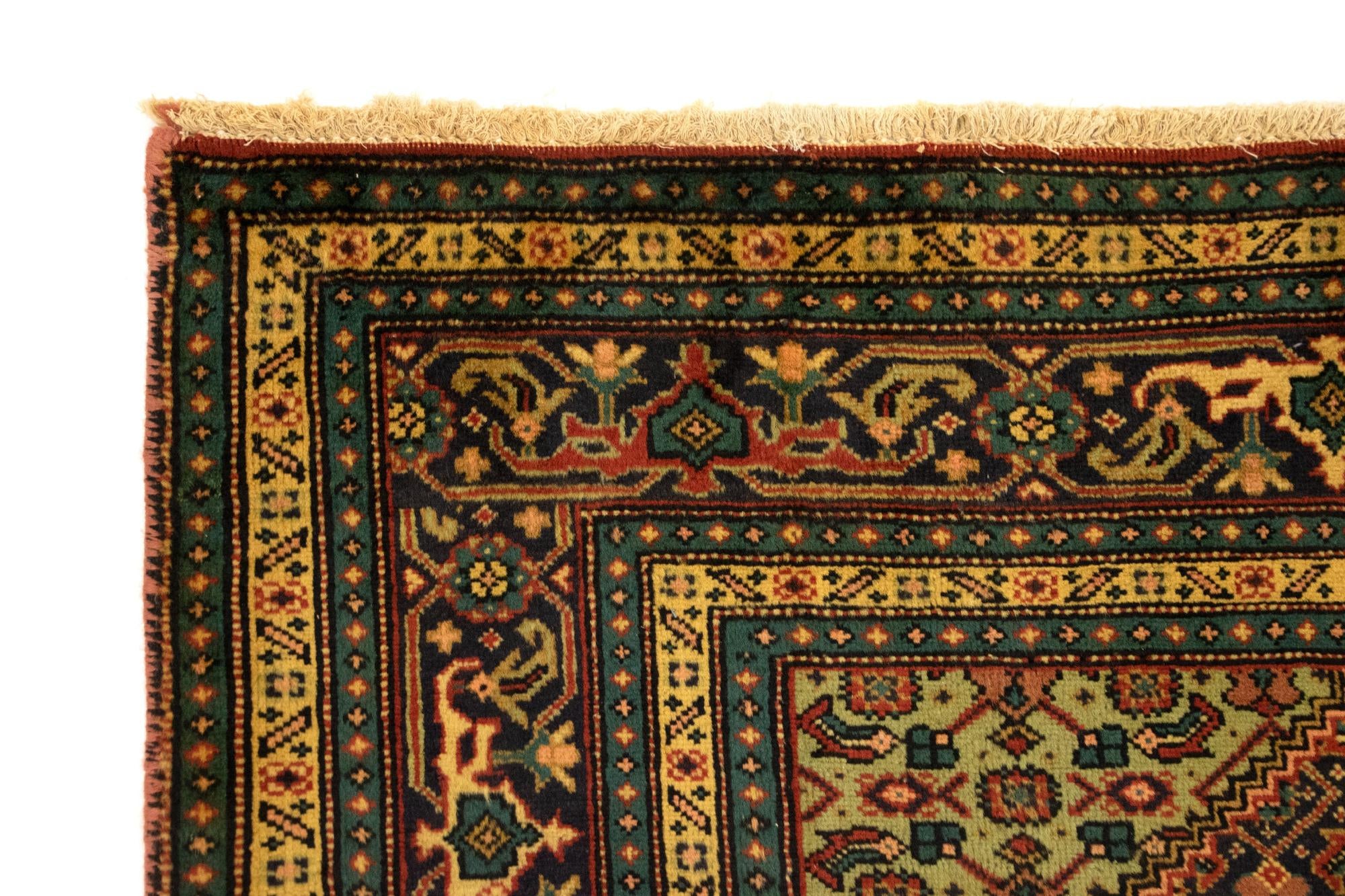6' 3 x 9' 3 Hand Knotted Yazd Persian Wool Rug