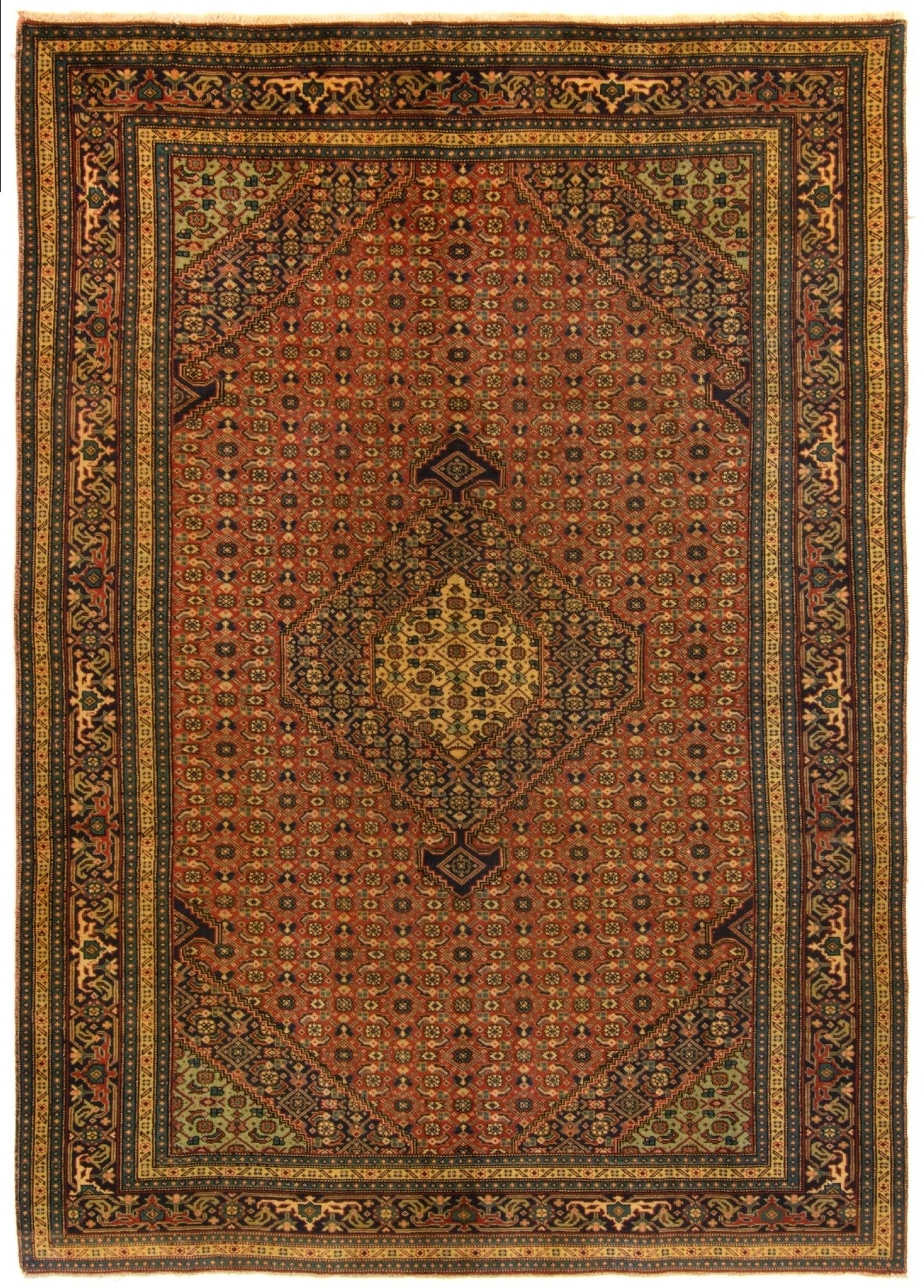 6' 3 x 9' 3 Hand Knotted Yazd Persian Wool Rug
