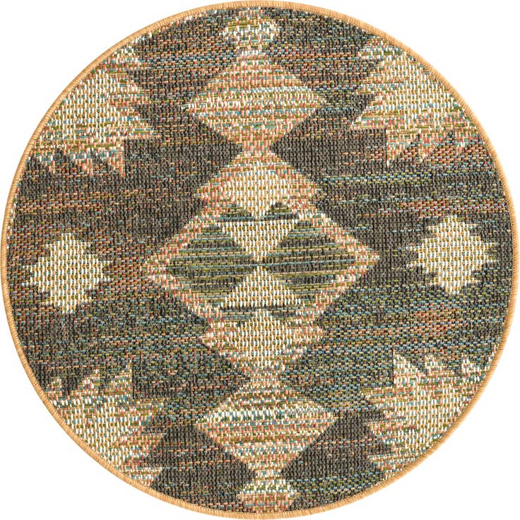 Detail image of 3' 3 x 3' 3 Easy-Clean Baja Indoor / Outdoor Round Rug