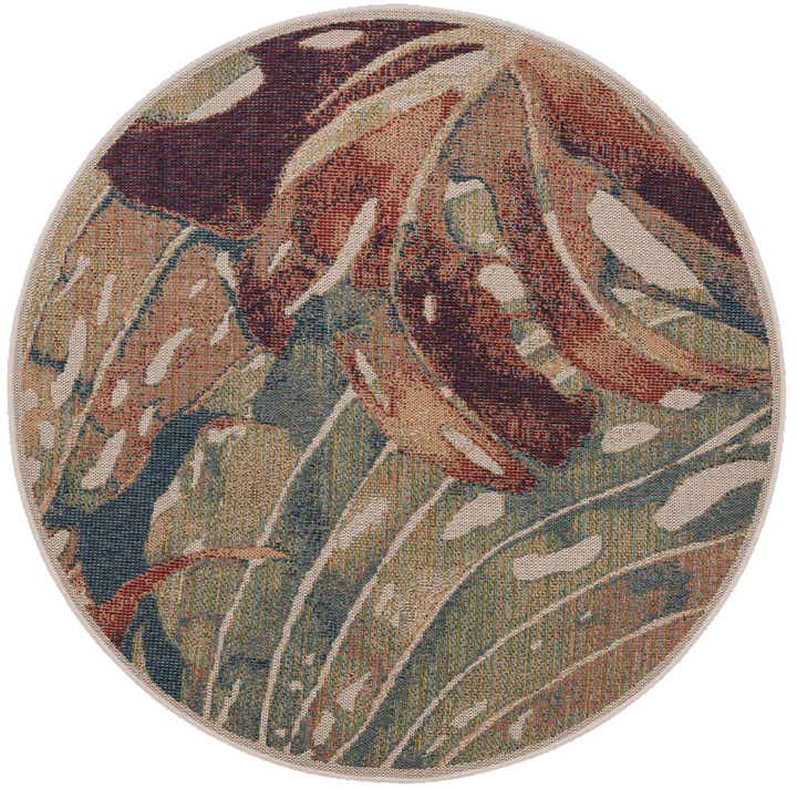 5' 3 x 5' 3 Easy-Clean Baja Indoor / Outdoor Round Rug