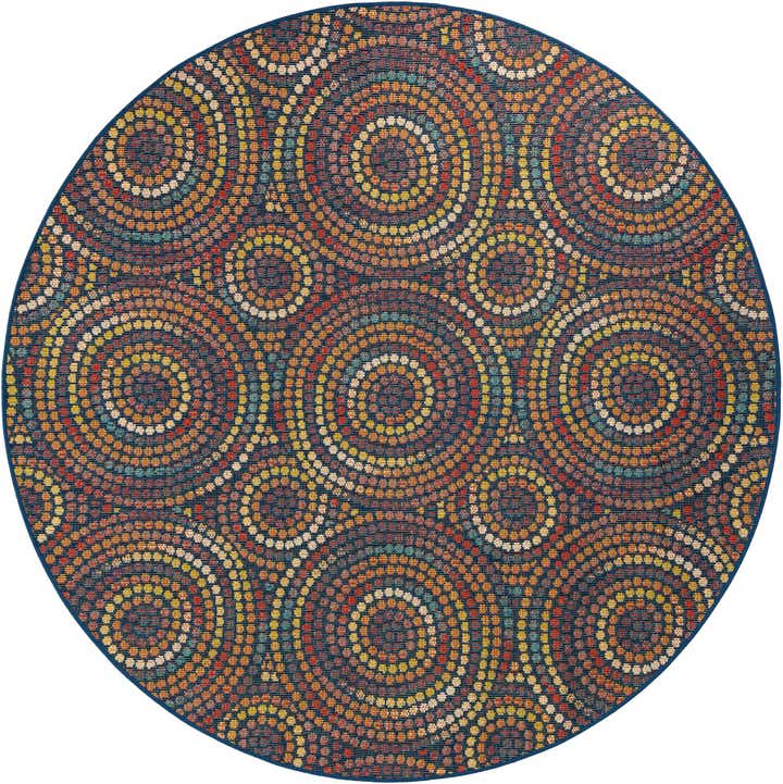 7' 10 x 7' 10 Easy-Clean Baja Indoor / Outdoor Round Rug