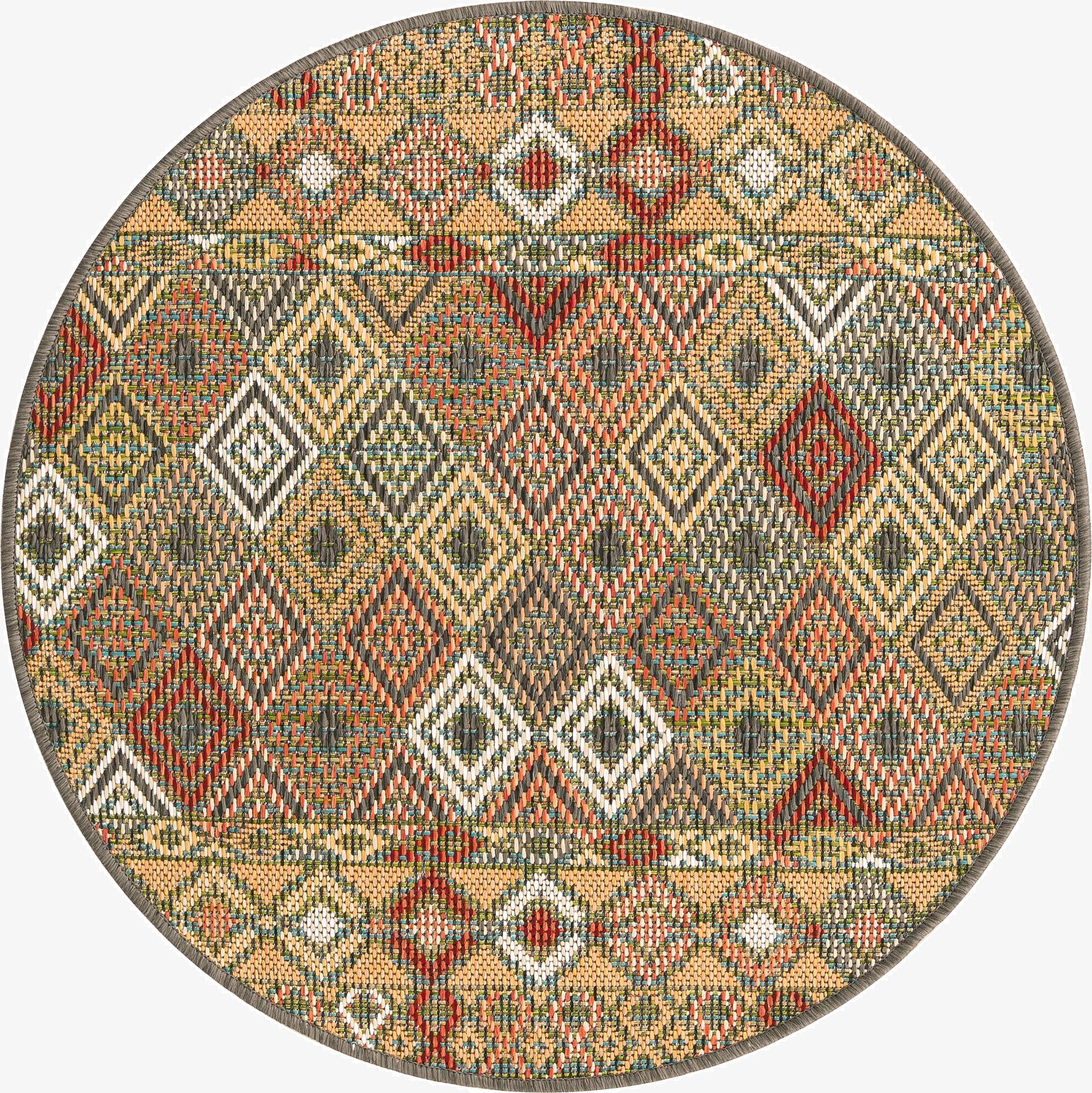3' 3 x 3' 3  Washable Baja Indoor / Outdoor Round Rug