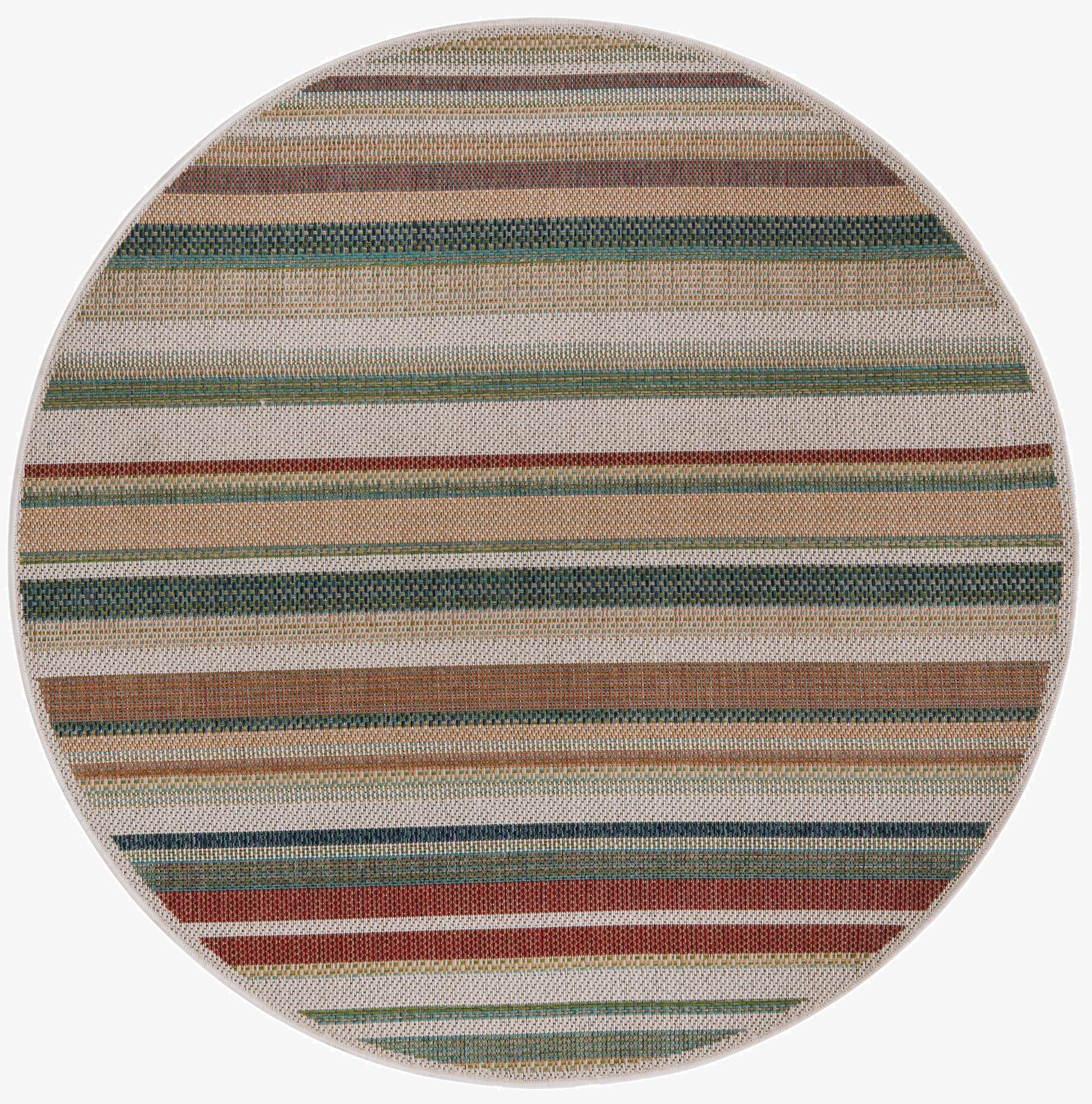 Primary image 5' 3 x 5' 3  Washable Baja Indoor / Outdoor Round Rug