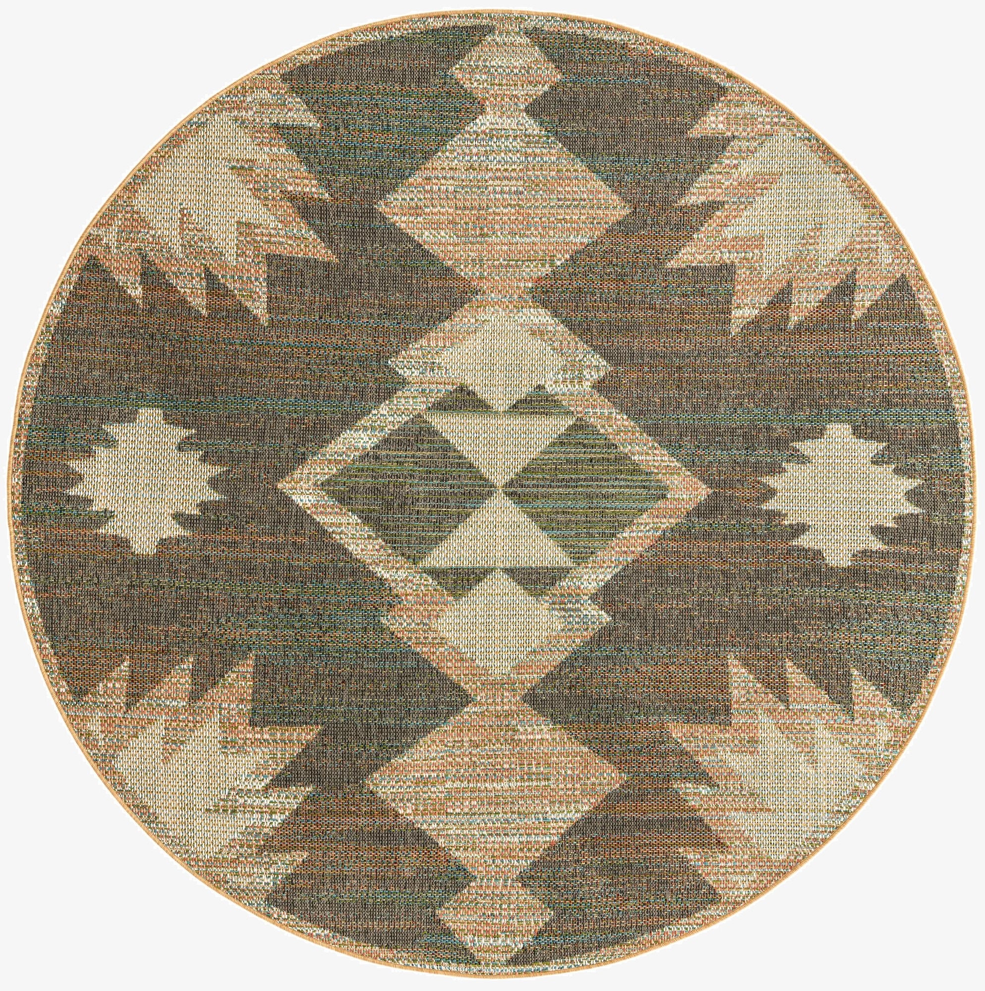 Primary image 7' 10 x 7' 10  Washable Baja Indoor / Outdoor Round Rug