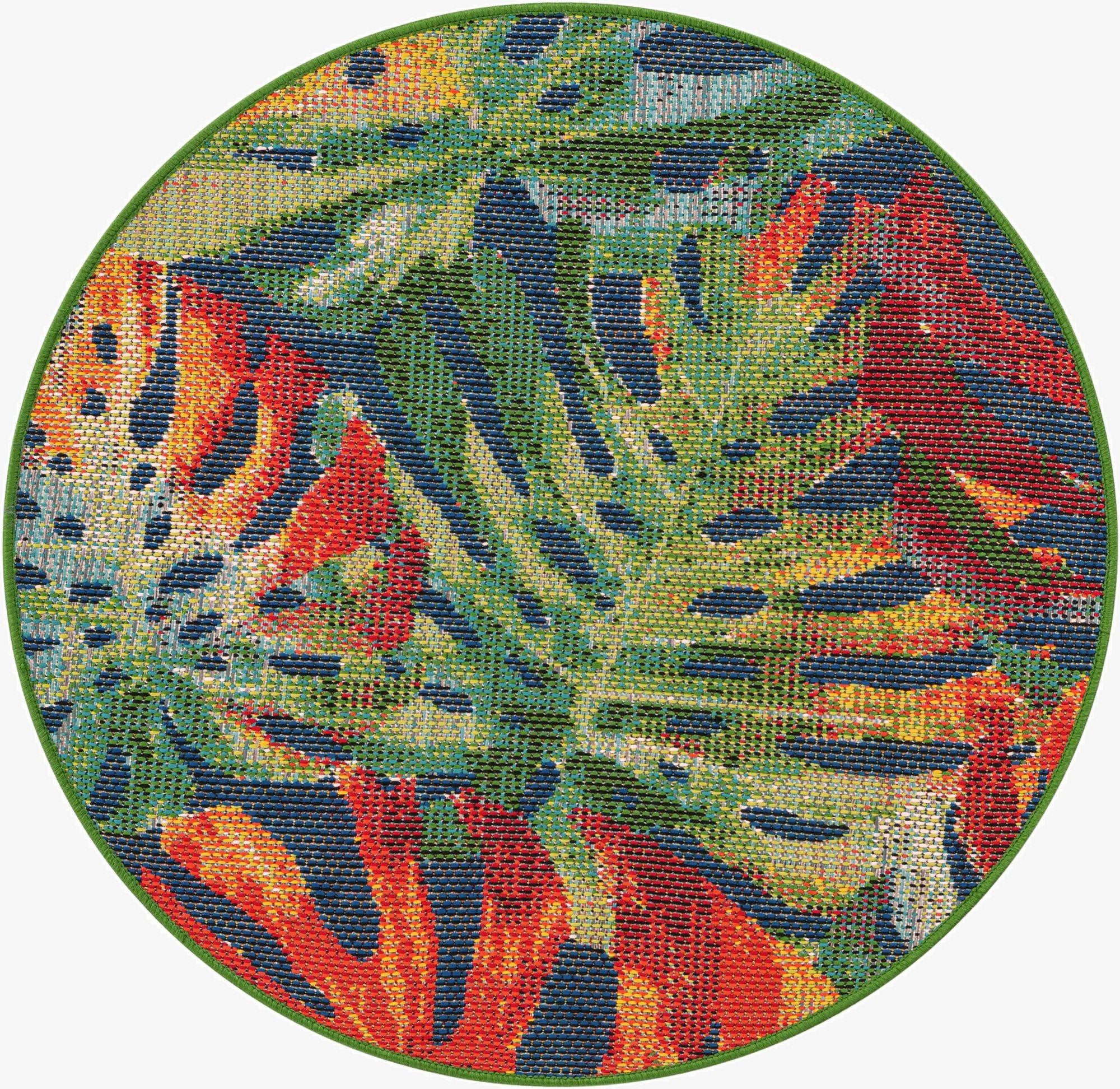 3' 3 x 3' 3  Washable Baja Indoor / Outdoor Round Rug