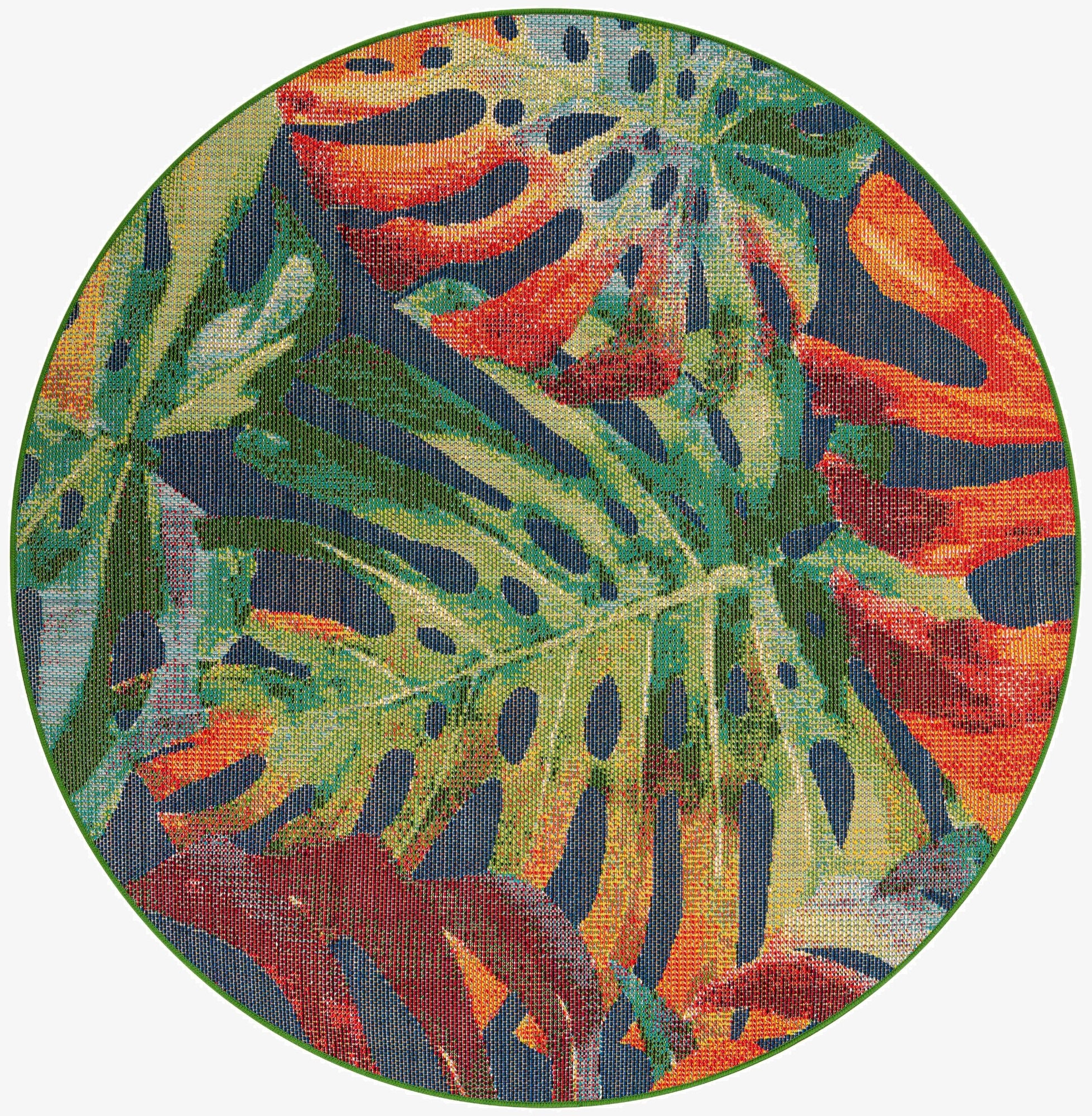 6' 1 x 6' 1  Washable Baja Indoor / Outdoor Round Rug