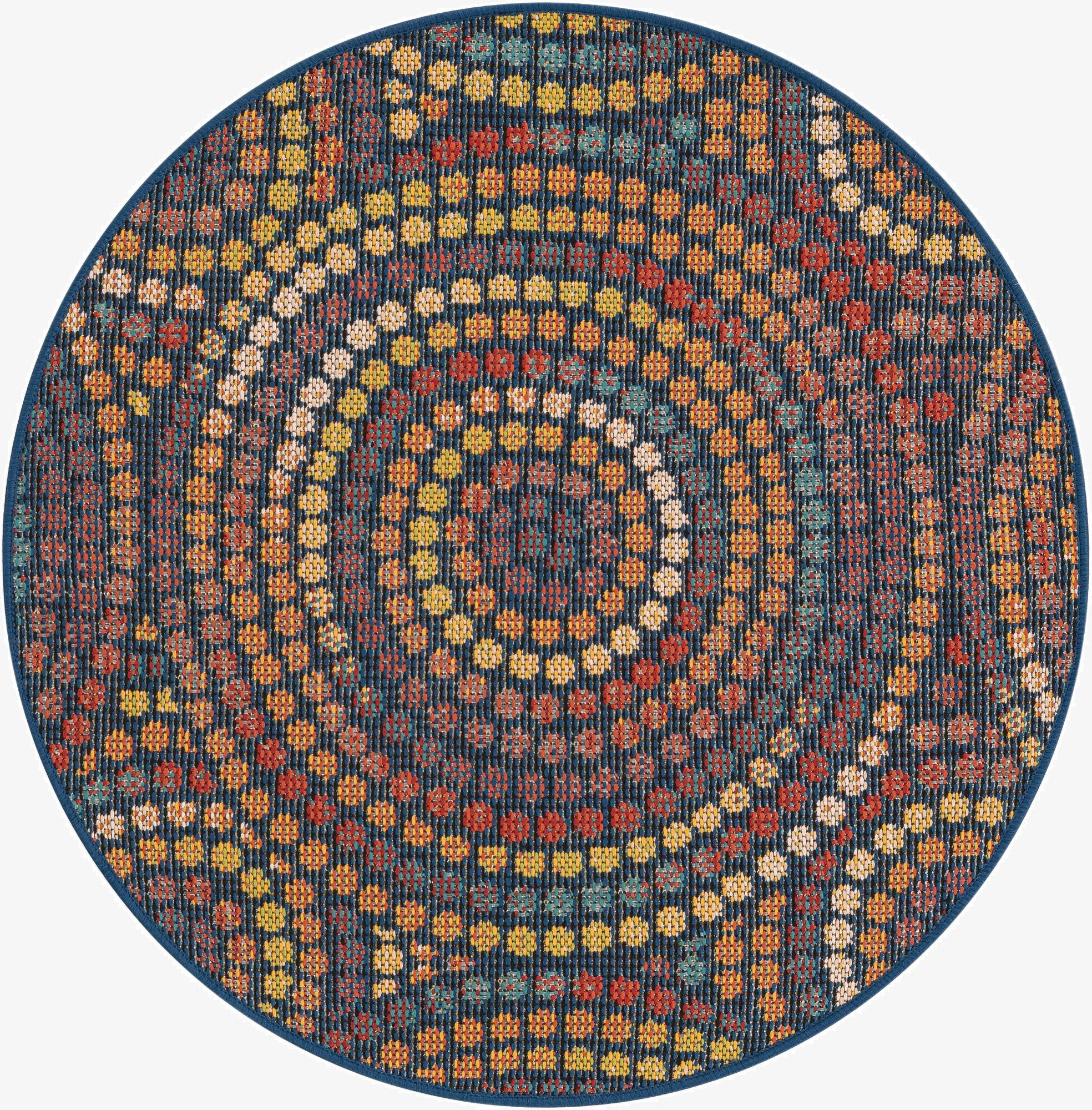 3' 3 x 3' 3  Washable Baja Indoor / Outdoor Round Rug