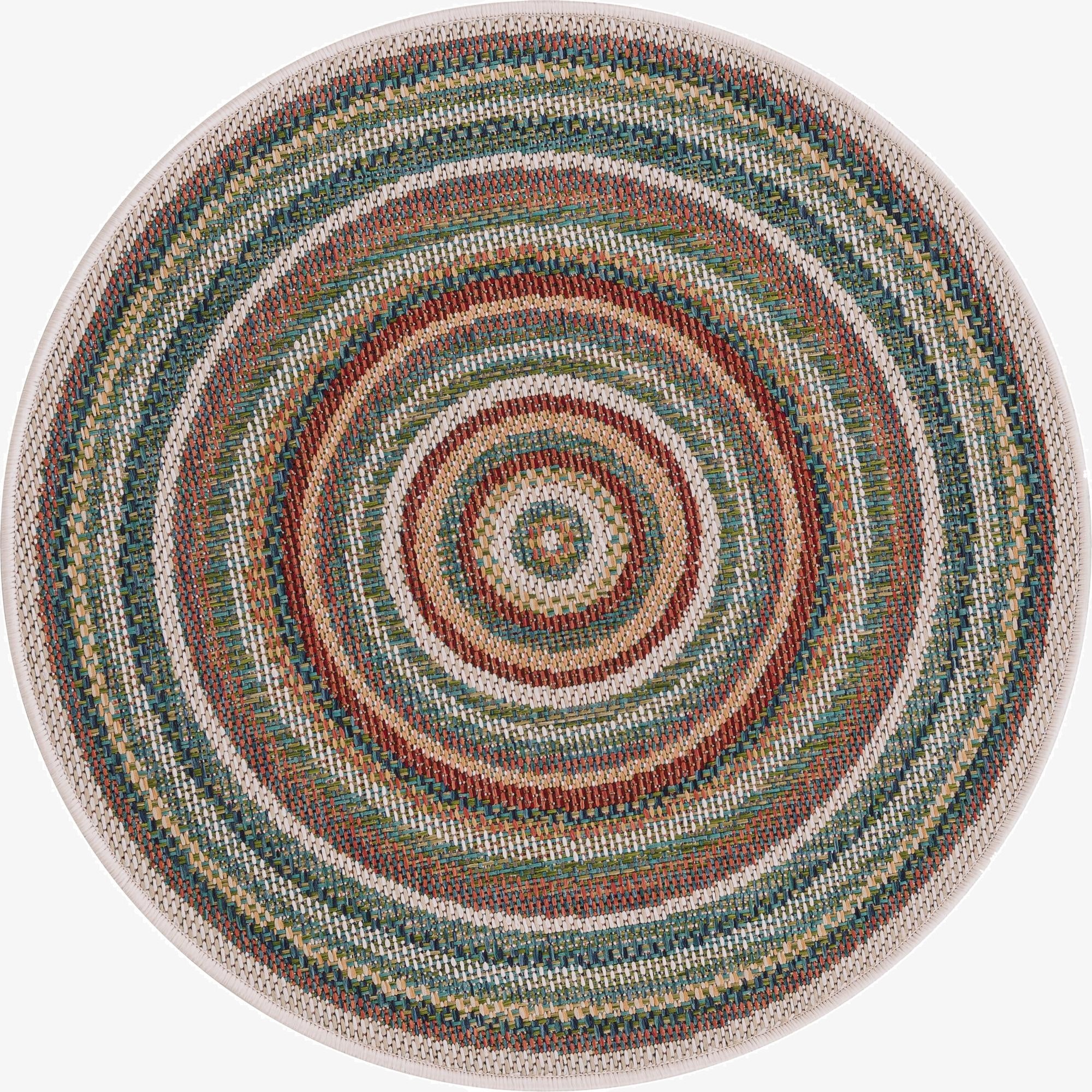 3' 3 x 3' 3  Washable Baja Indoor / Outdoor Round Rug