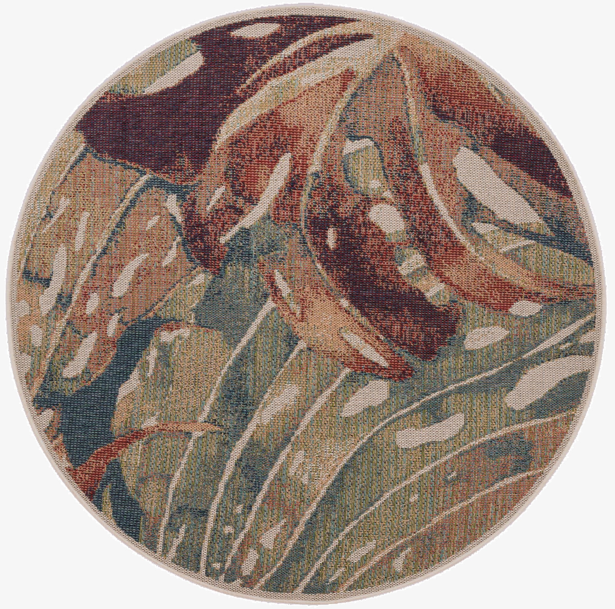 5' 3 x 5' 3  Washable Baja Indoor / Outdoor Round Rug