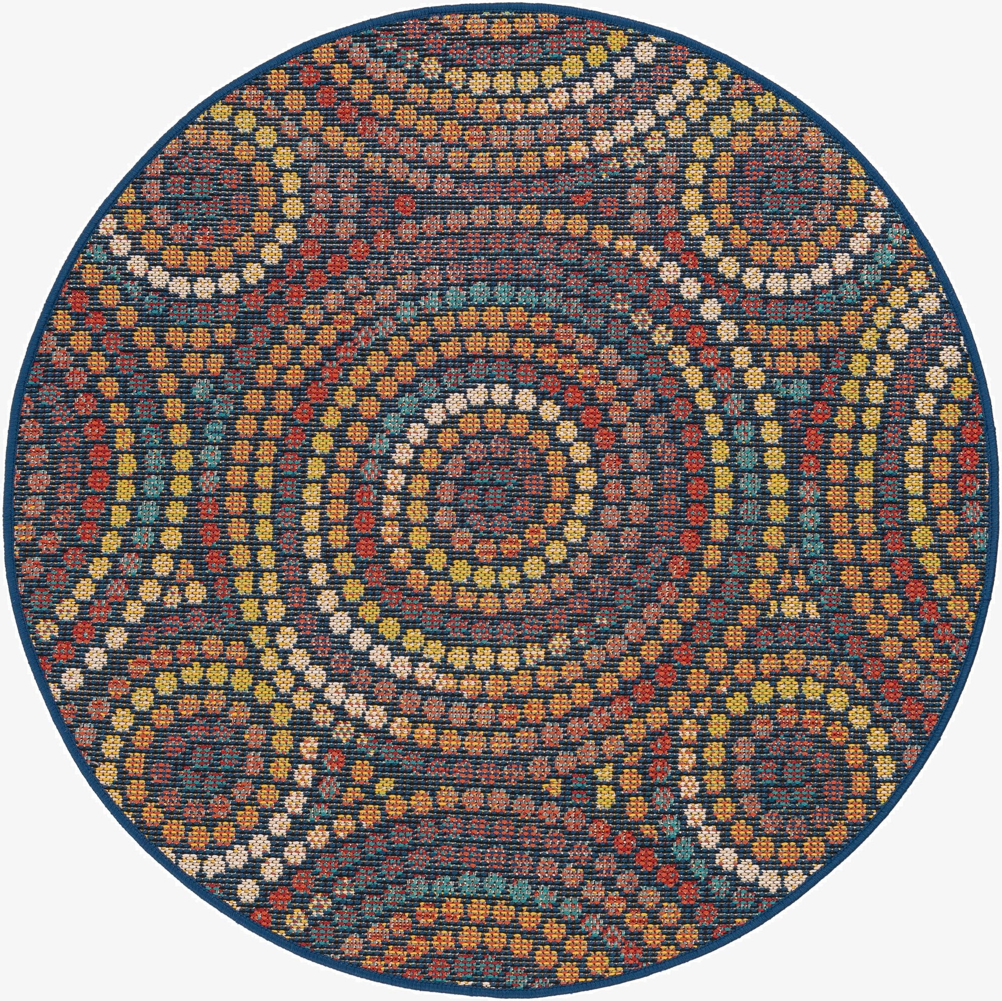 4' 1 x 4' 1  Washable Baja Indoor / Outdoor Round Rug