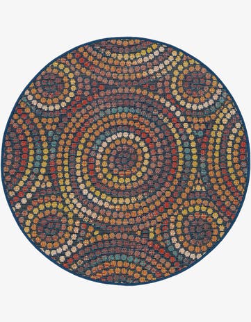 4' 1 x 4' 1 Easy-Clean Baja Indoor / Outdoor Round Rug