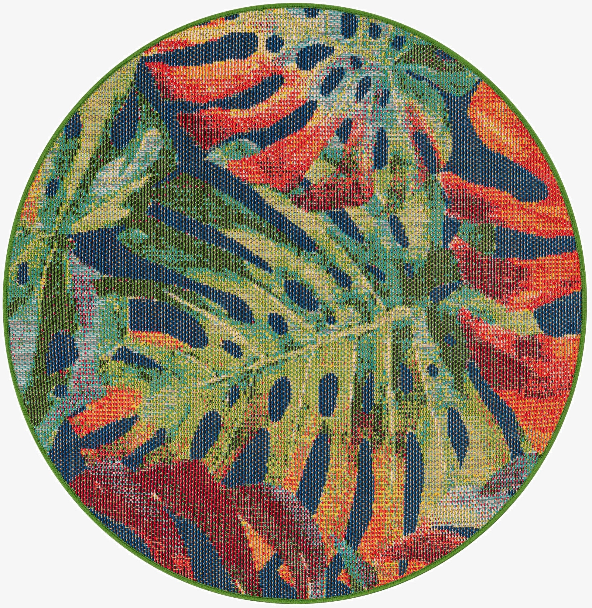 4' 1 x 4' 1  Washable Baja Indoor / Outdoor Round Rug