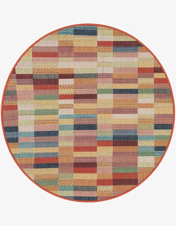 4' 1 x 4' 1 Easy-Clean Baja Indoor / Outdoor Round Rug