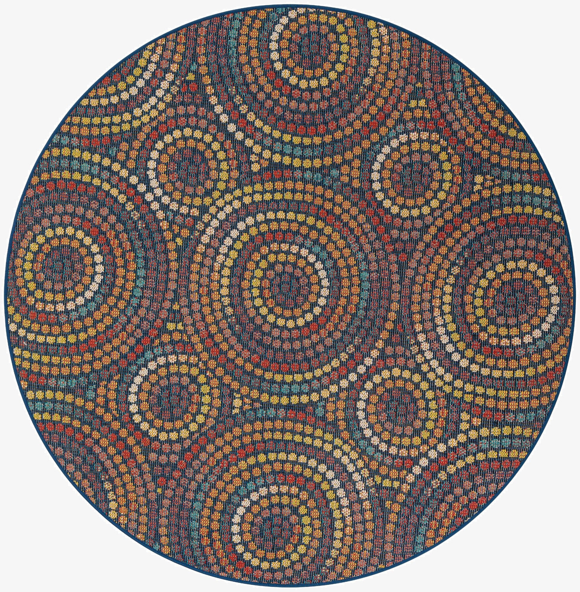 6' 1 x 6' 1  Washable Baja Indoor / Outdoor Round Rug