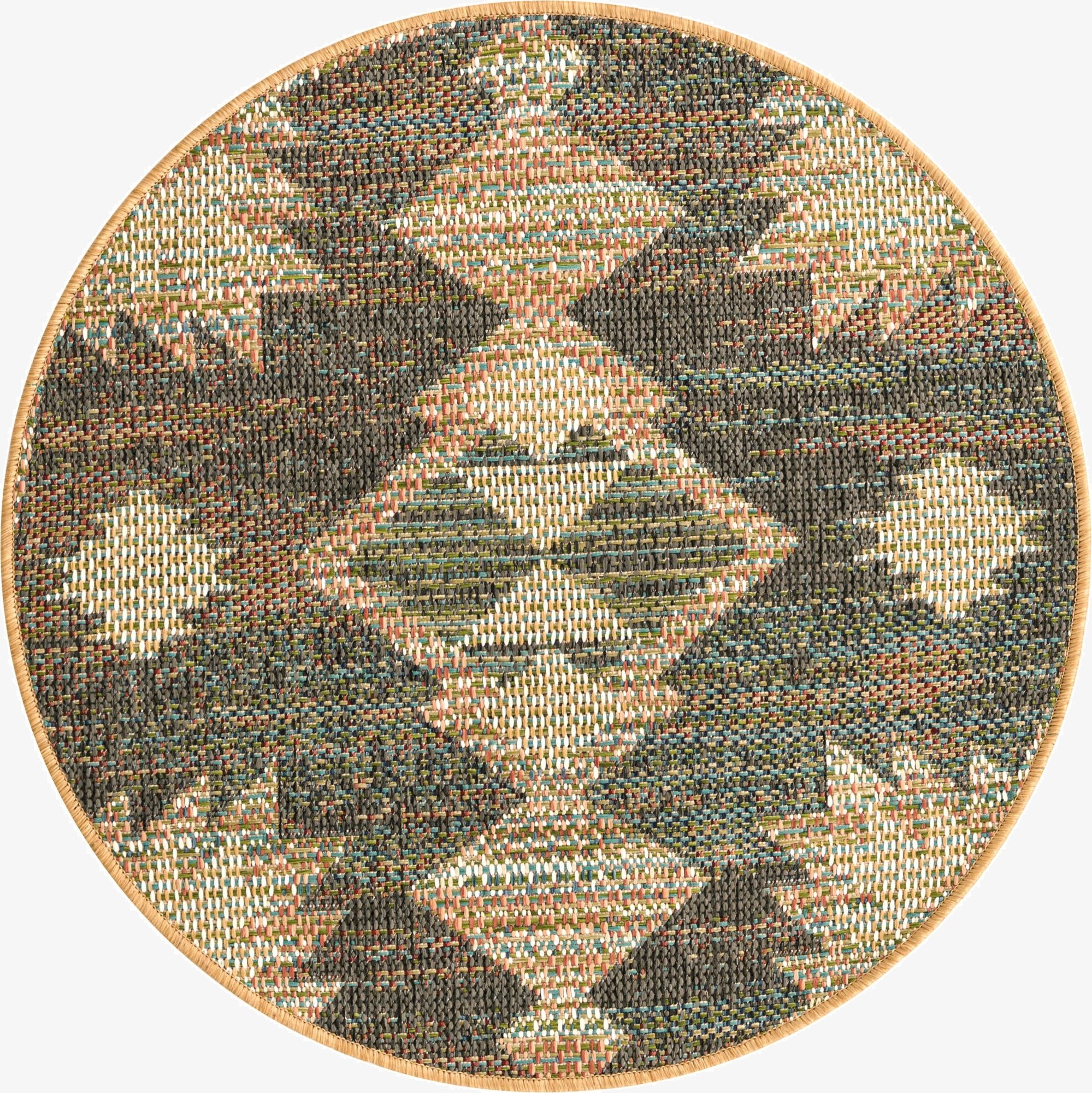 3' 3 x 3' 3  Washable Baja Indoor / Outdoor Round Rug