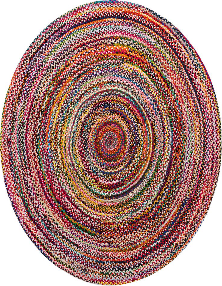 Detail image of 8' x 8'  Hand Braided Chindi Round Rug