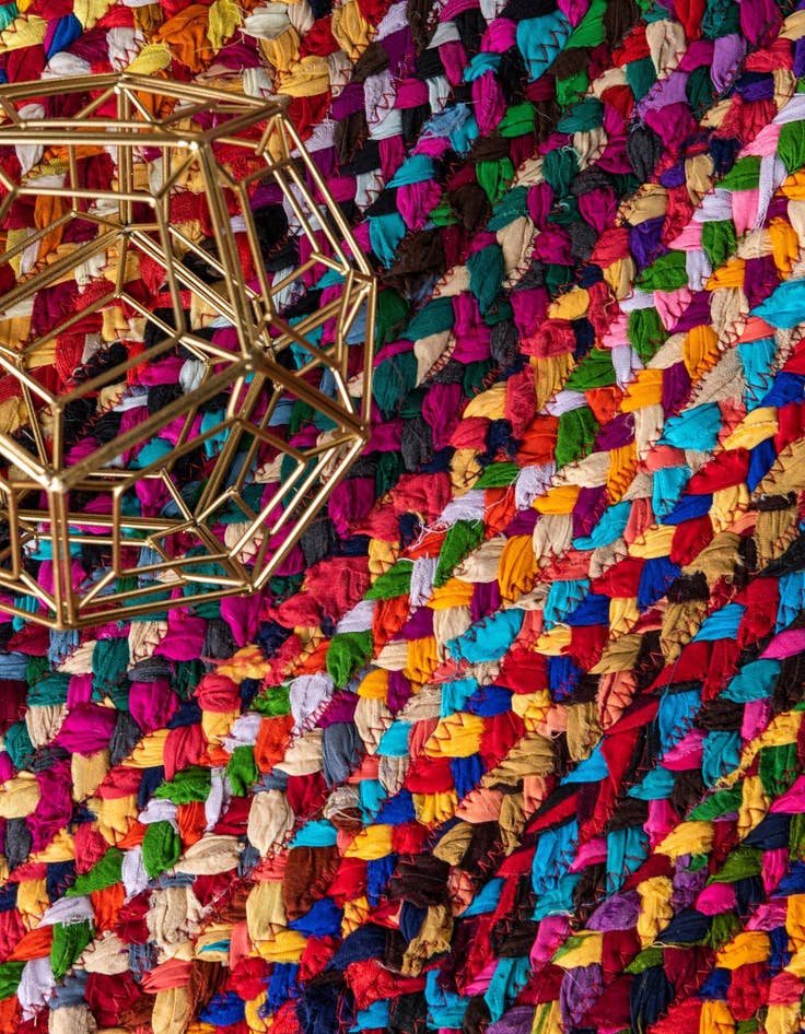 Detail image of 10' x 10'  Hand Braided Chindi Round Rug