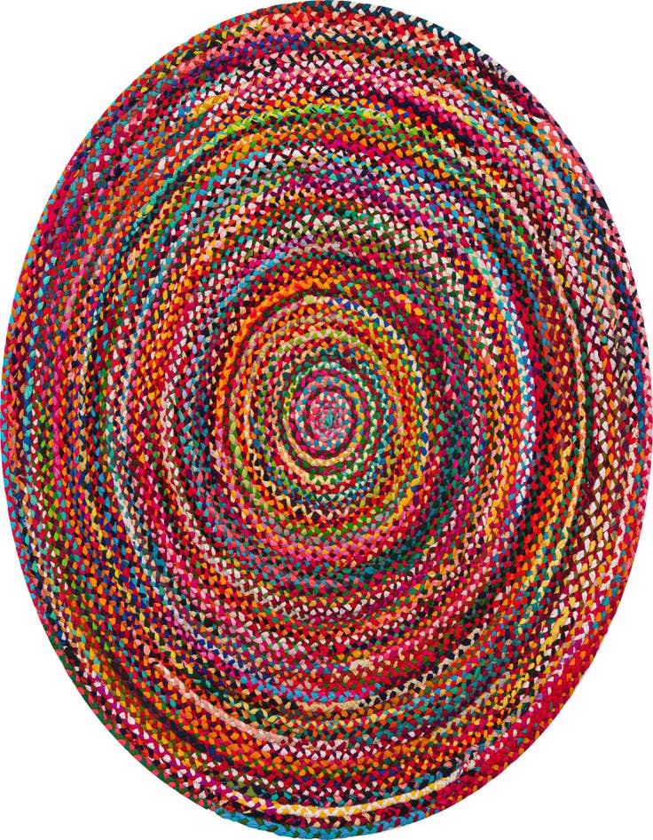 Detail image of 6' 1 x 6' 1 Handmade Braided Chindi Round Rug