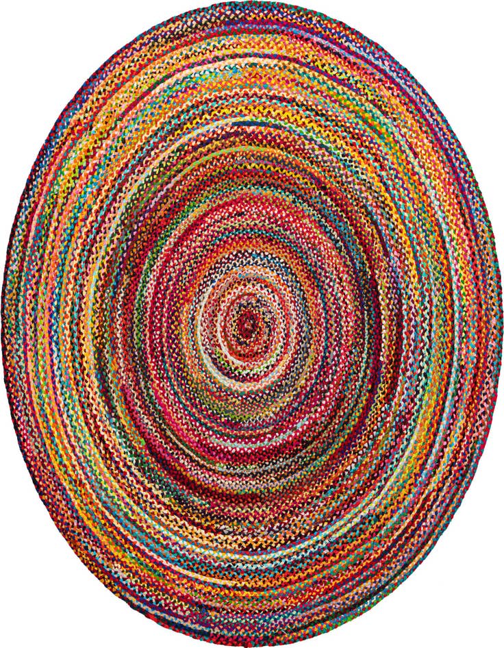 Detail image of 10' x 10'  Hand Braided Chindi Round Rug