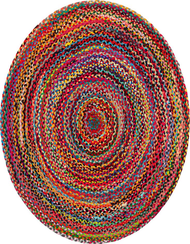 Detail image of 5' 1 x 5' 1  Hand Braided Chindi Round Rug