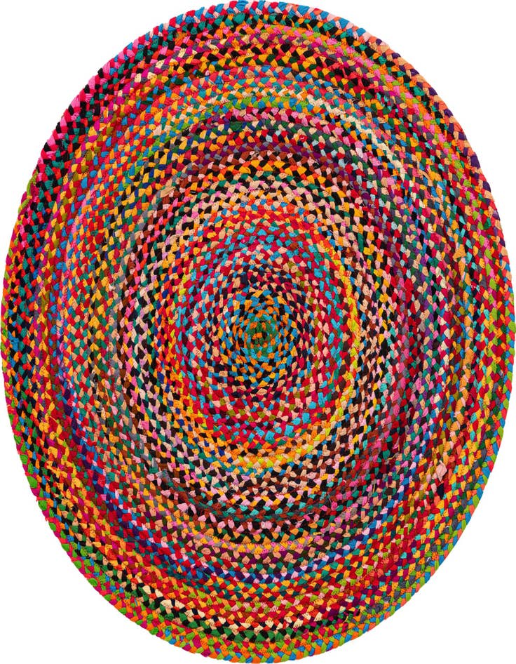 Detail image of 4' 1 x 4' 1  Hand Braided Chindi Round Rug
