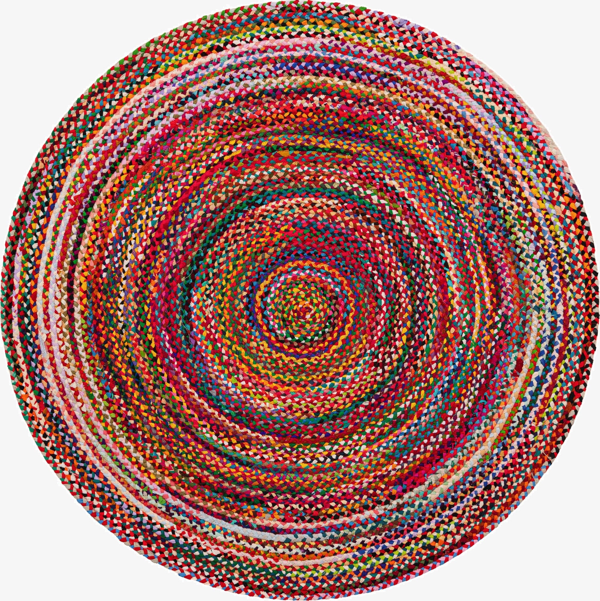 7' 1 x 7' 1  Hand Braided Chindi Round Rug