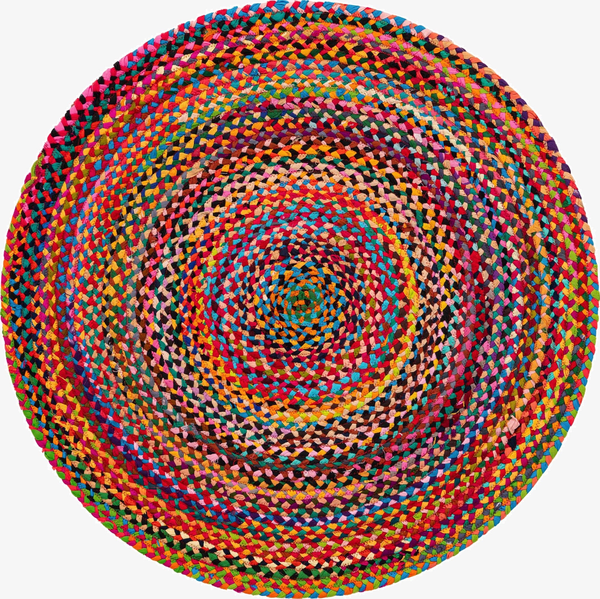 4' 1 x 4' 1  Hand Braided Chindi Round Rug