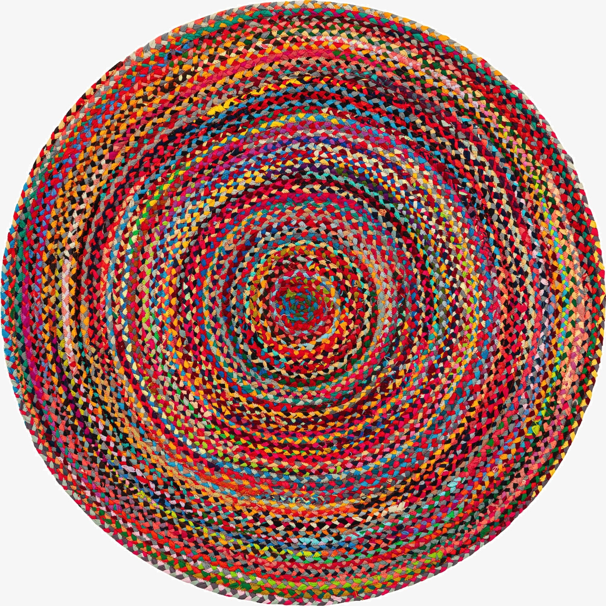 5' 1 x 5' 1  Hand Braided Chindi Round Rug