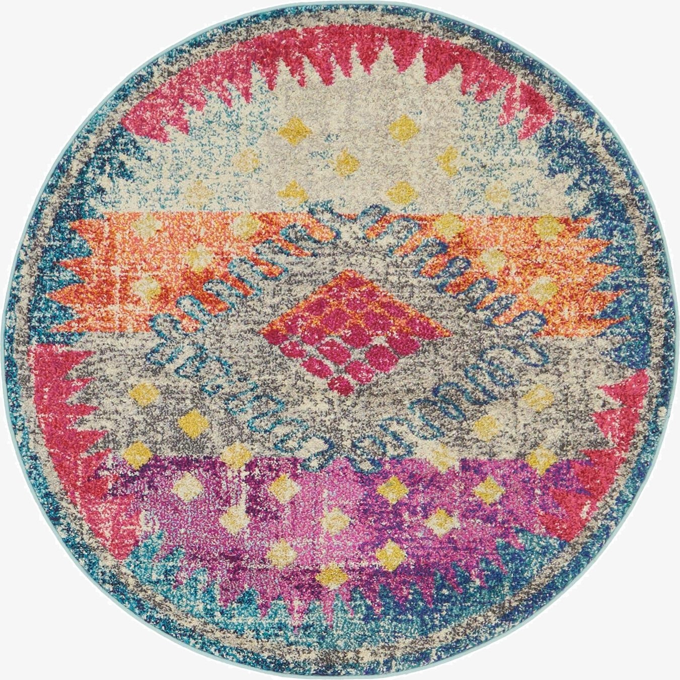 4' x 4' Washable Carnevale Round Rug