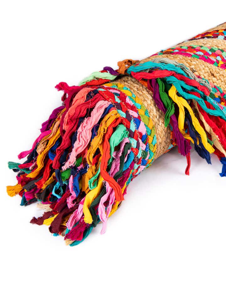 4' 1 x 4' 1 Hand Braided Chindi Jute Round Rug