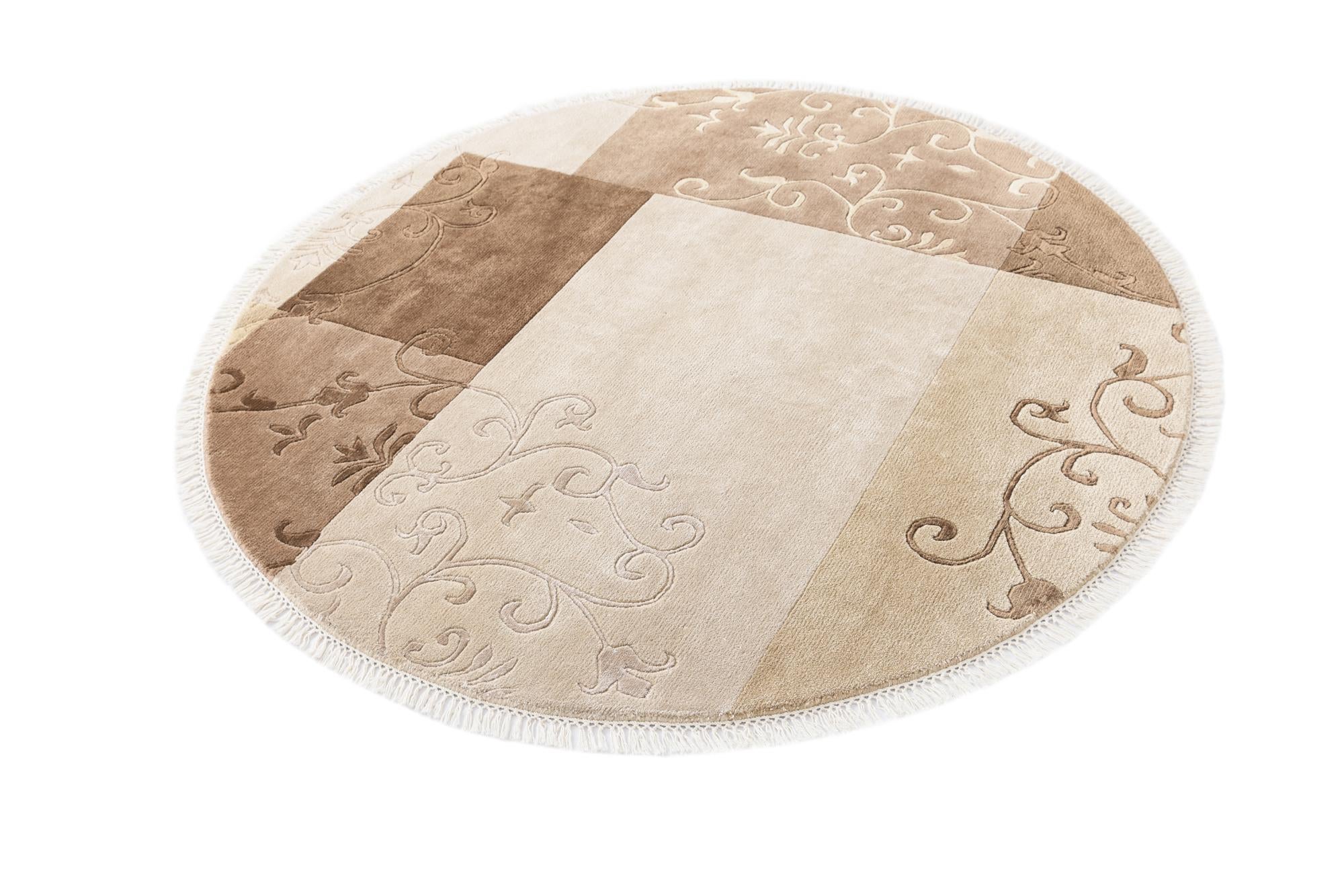 5' x 5' Hand Knotted Darya Wool Round Rug
