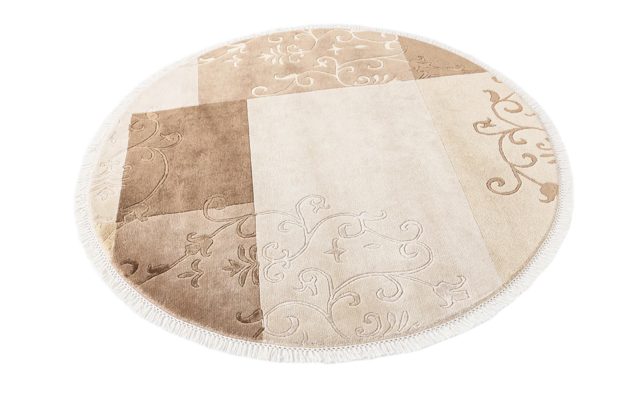5' x 5' Hand Knotted Darya Wool Round Rug