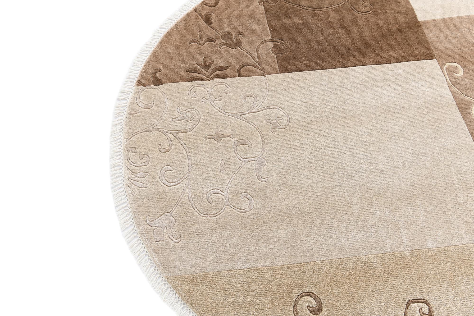 5' x 5' Hand Knotted Darya Wool Round Rug