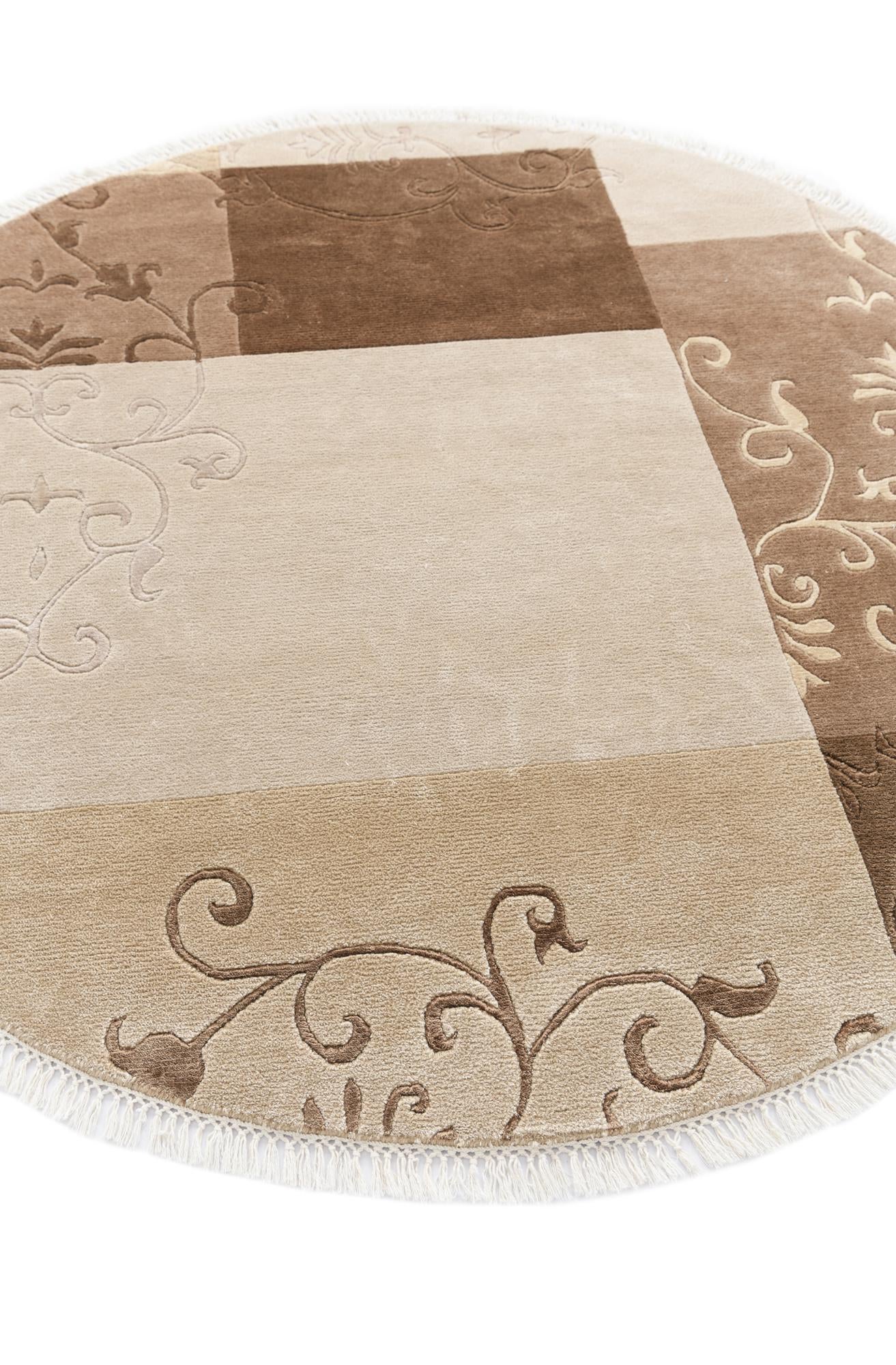 5' x 5' Hand Knotted Darya Wool Round Rug
