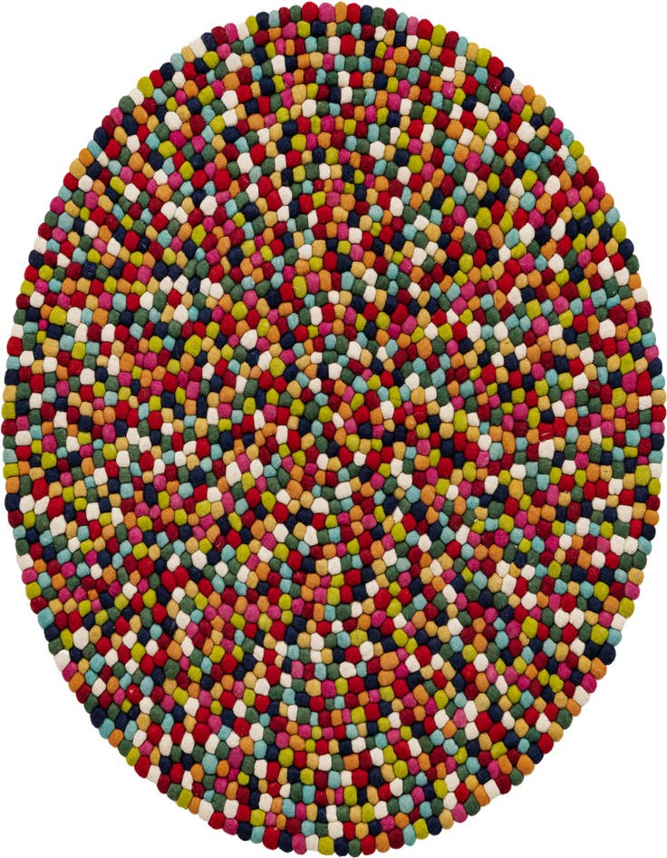 Detail image of 5' x 5' Felt Ball Wool Round Rug