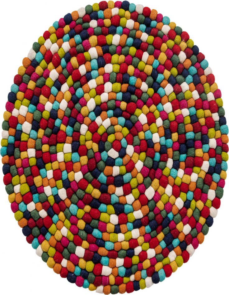 Detail image of 3' 3 x 3' 3 Felt Ball Wool Round Rug