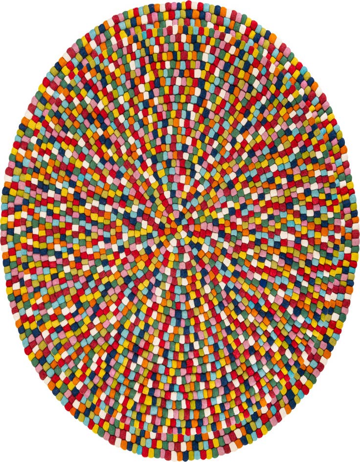Detail image of 10' x 10' Felt Ball Wool Round Rug
