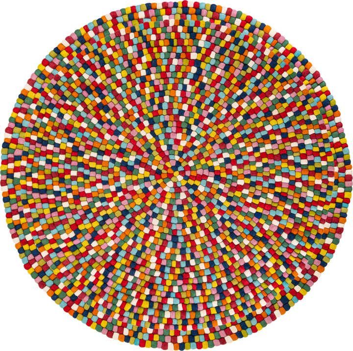 10' x 10' Felt Ball Wool Round Rug