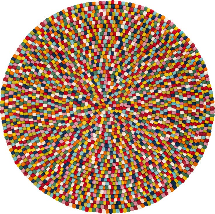 Detail image of 10' x 10' Felt Ball Wool Round Rug