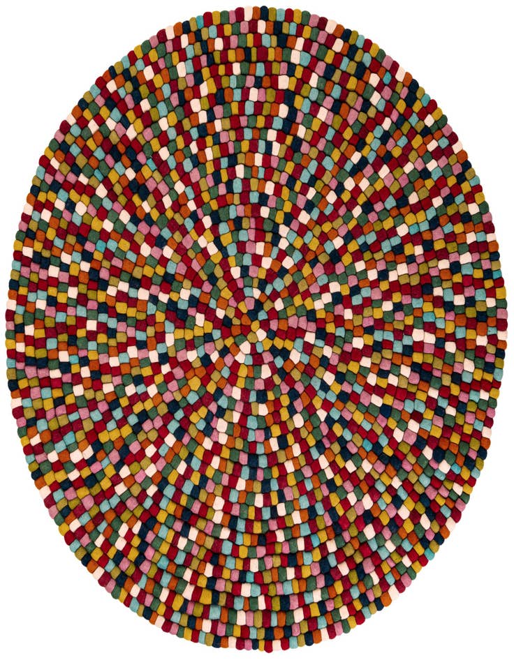 Detail image of 6' 1 x 6' 1 Felt Ball Wool Round Rug