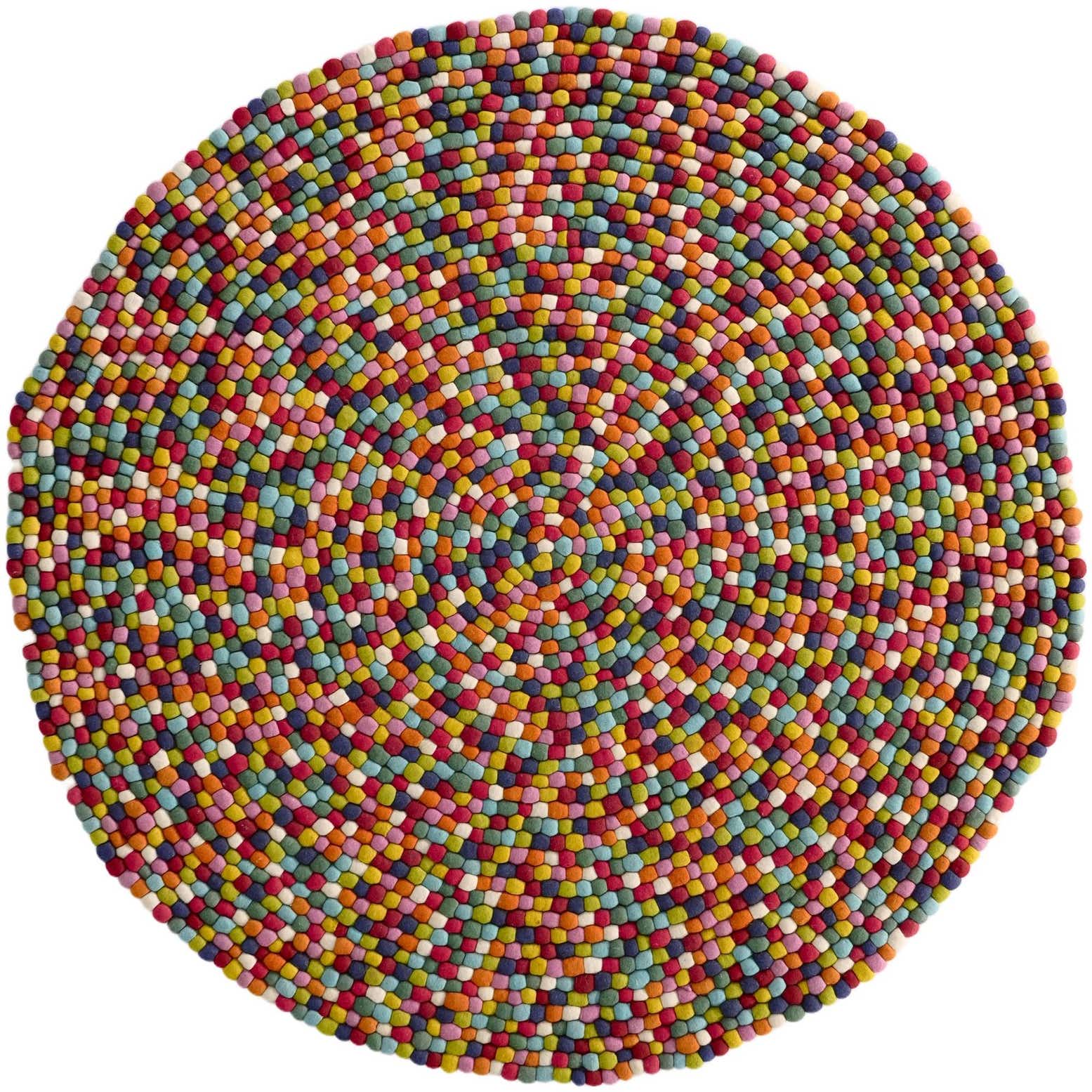 7' 10 x 7' 10 Felt Ball Wool Round Rug