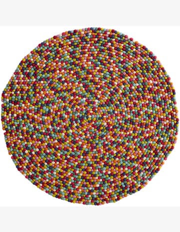 7' 10 x 7' 10 Felt Ball Wool Round Rug