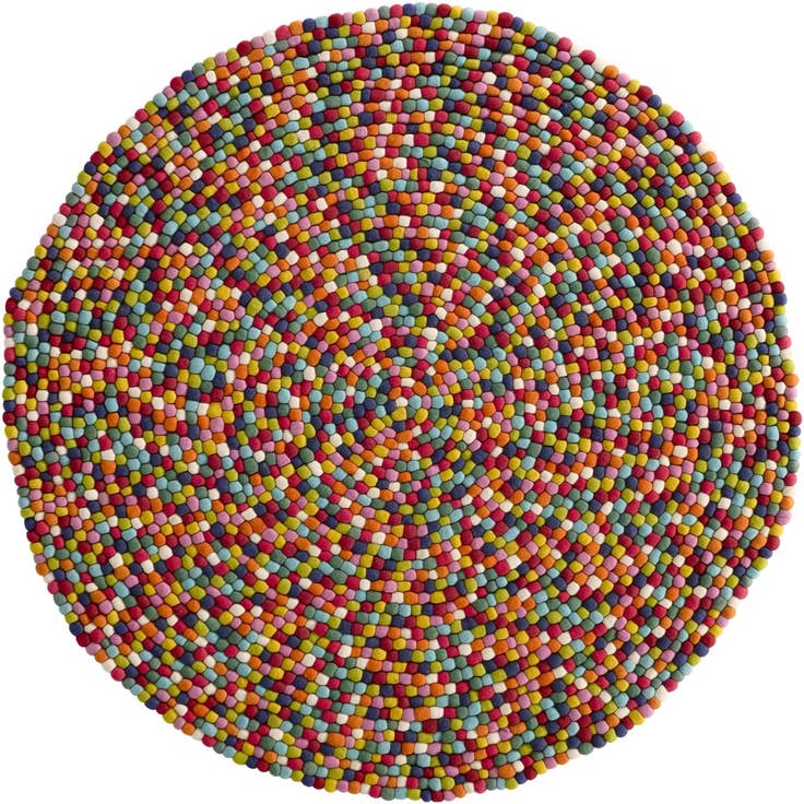 Detail image of 7' 10 x 7' 10 Felt Ball Wool Round Rug
