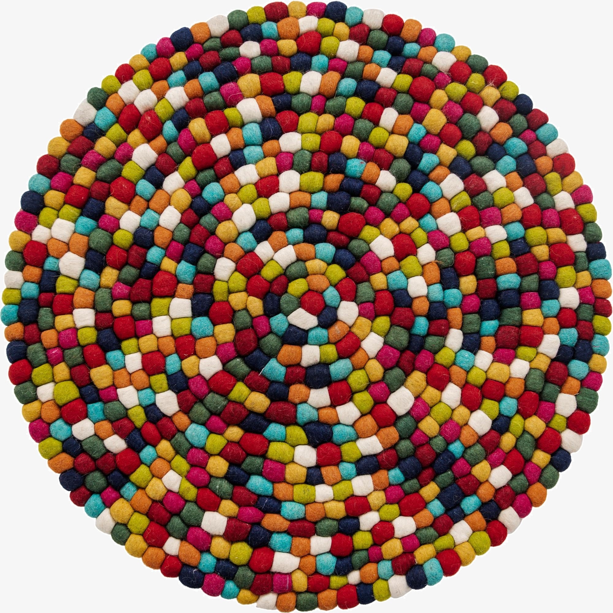 3' 3 x 3' 3 Felt Ball Wool Round Rug