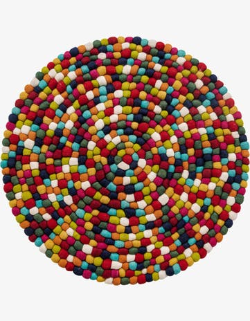 Felt Ball Wool Round Rug