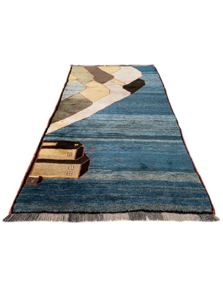 3' 11 x 8' 7 Hand Knotted Gabbeh Wool Round Rug