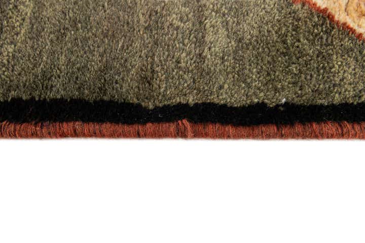 3' 11 x 8' 7 Hand Knotted Gabbeh Wool Round Rug