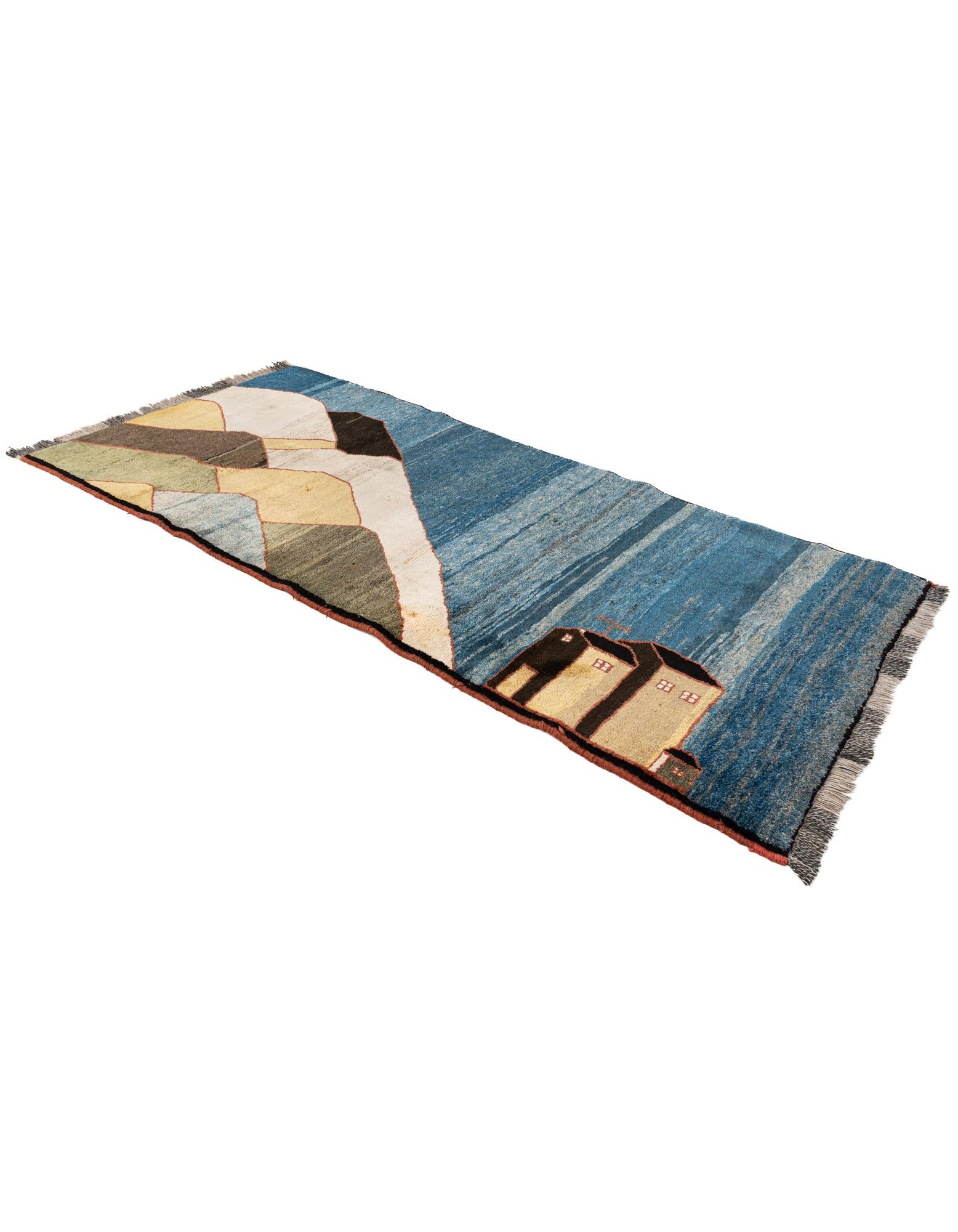 3' 11 x 8' 7 Hand Knotted Gabbeh Wool Round Rug