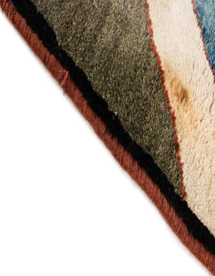 Detail image of 3' 11 x 8' 7 Hand Knotted Gabbeh Wool Round Rug