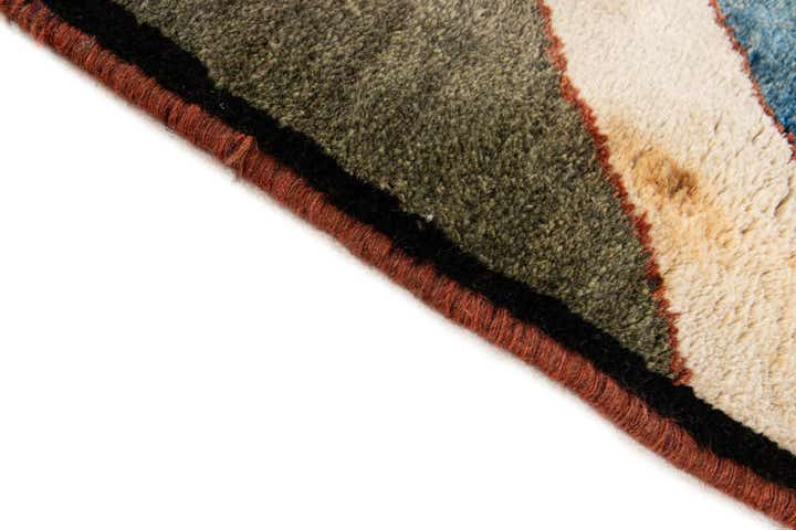 3' 11 x 8' 7 Hand Knotted Gabbeh Wool Round Rug